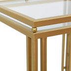 Tables d'appoint gigognes carrées antiques, en métal doré, lot de 2