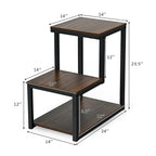 Table d'appoint industrielle marron à 3 niveaux / Table de chevet