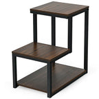 Table d'appoint industrielle marron à 3 niveaux / Table de chevet