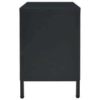 Meuble TV Noir, Acier et Verre, 2 Portes, 105x35x52 cm