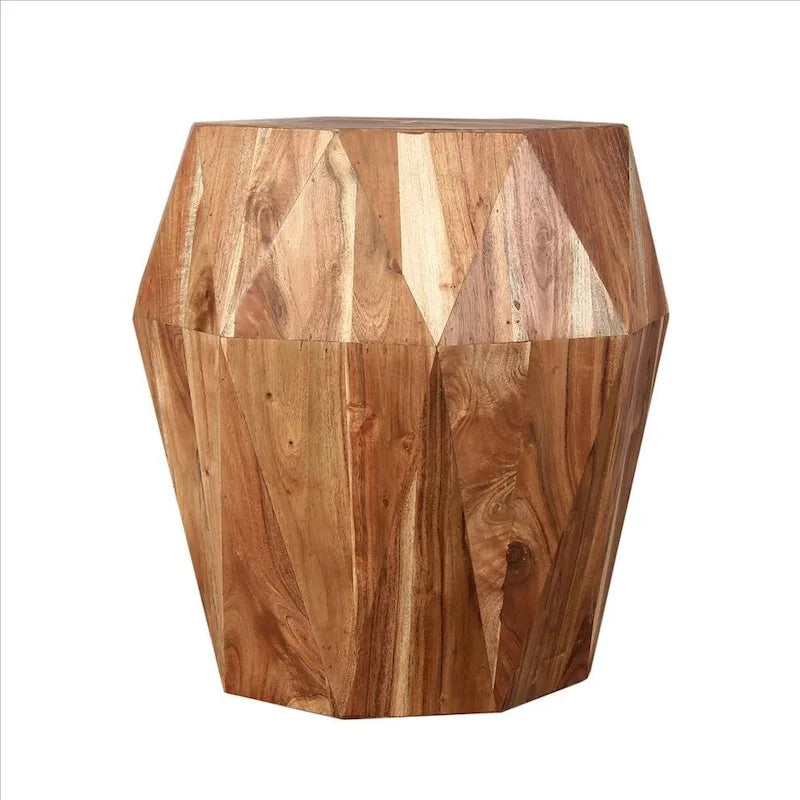 Table d'appoint octogonale marron, bois massif, 1 personne