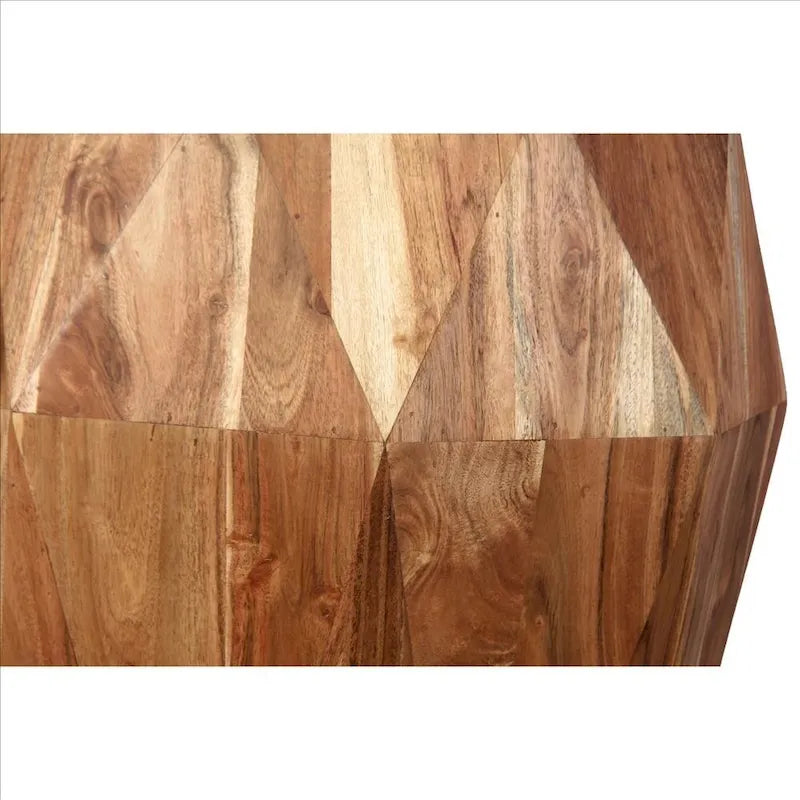 Table d'appoint octogonale marron, bois massif, 1 personne