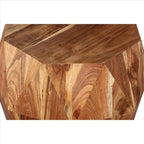 Table d'appoint octogonale marron, bois massif, 1 personne