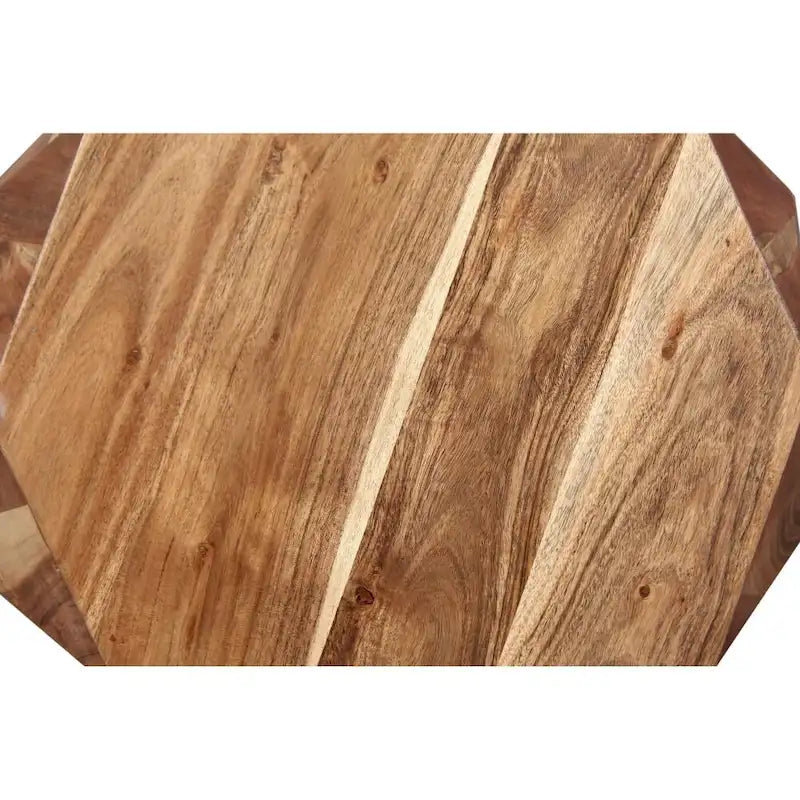 Table d'appoint octogonale marron, bois massif, 1 personne