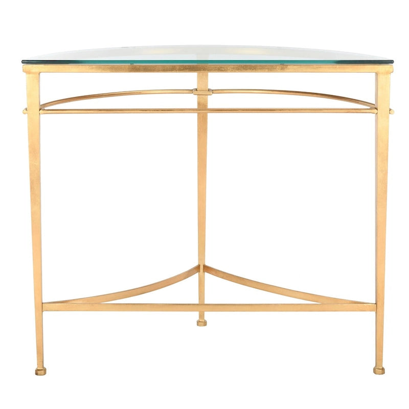 Console en verre à plateau doré antique, 91,4 cm (L) x 38,1 cm (P) x 78,7 cm (H)