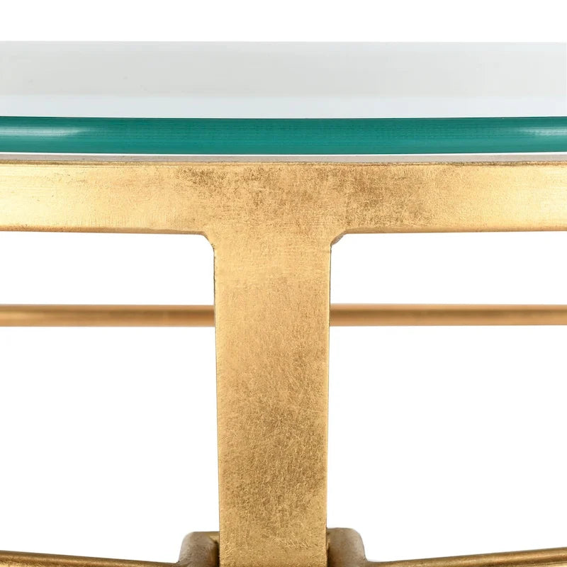 Console en verre à plateau doré antique, 91,4 cm (L) x 38,1 cm (P) x 78,7 cm (H)