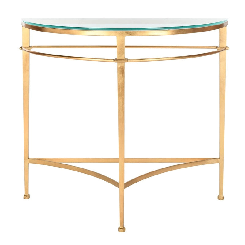 Console en verre à plateau doré antique, 91,4 cm (L) x 38,1 cm (P) x 78,7 cm (H)