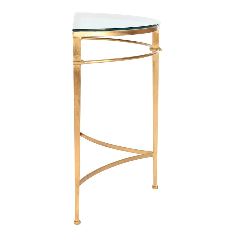 Console en verre à plateau doré antique, 91,4 cm (L) x 38,1 cm (P) x 78,7 cm (H)