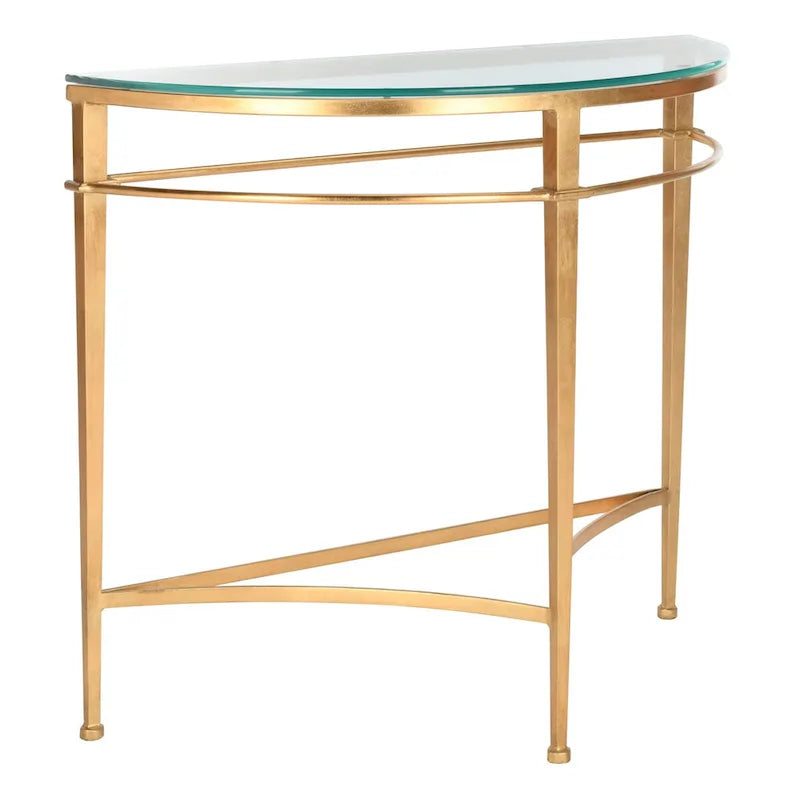 Console en verre à plateau doré antique, 91,4 cm (L) x 38,1 cm (P) x 78,7 cm (H)