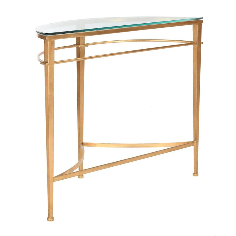Console en verre à plateau doré antique, 91,4 cm (L) x 38,1 cm (P) x 78,7 cm (H)