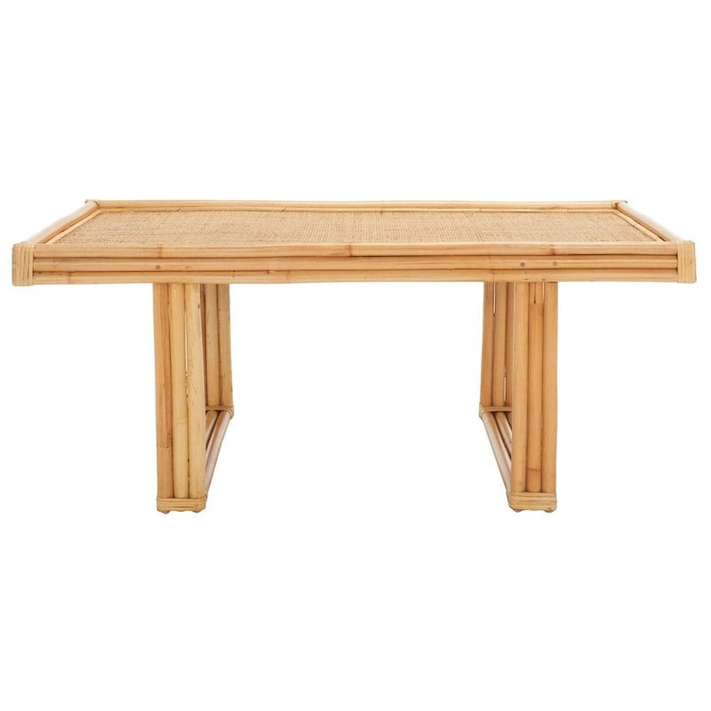 Table basse en rotin et bambou, forme rectangulaire, couleur naturelle – 119 cm (L) x 61 cm (P) x 46 cm (H)