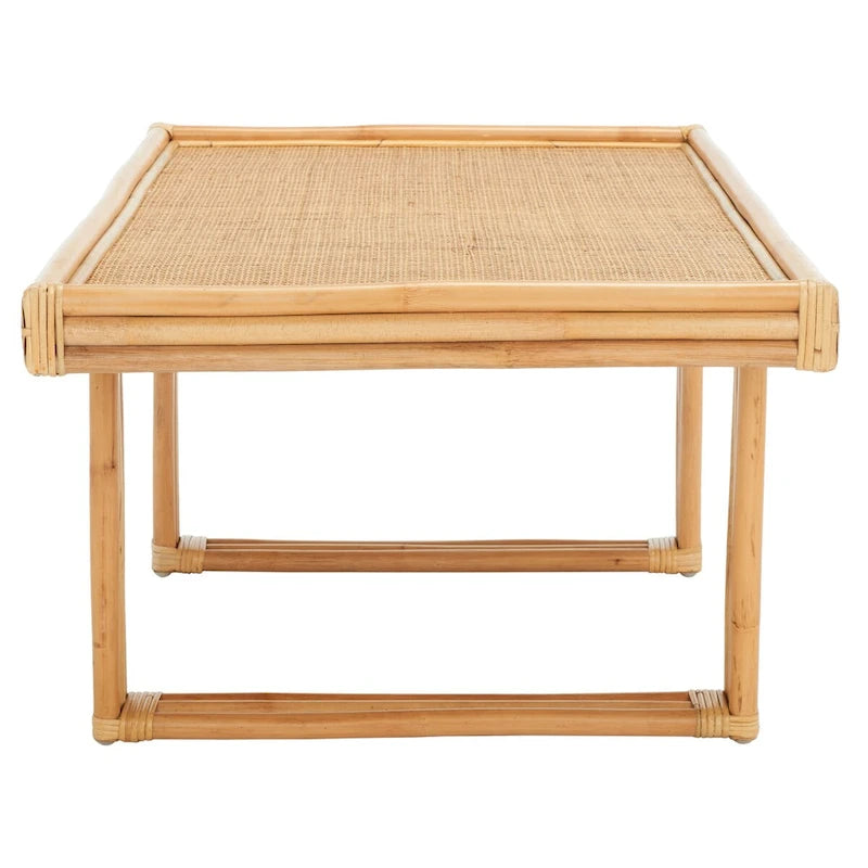 Table basse en rotin et bambou, forme rectangulaire, couleur naturelle – 119 cm (L) x 61 cm (P) x 46 cm (H)