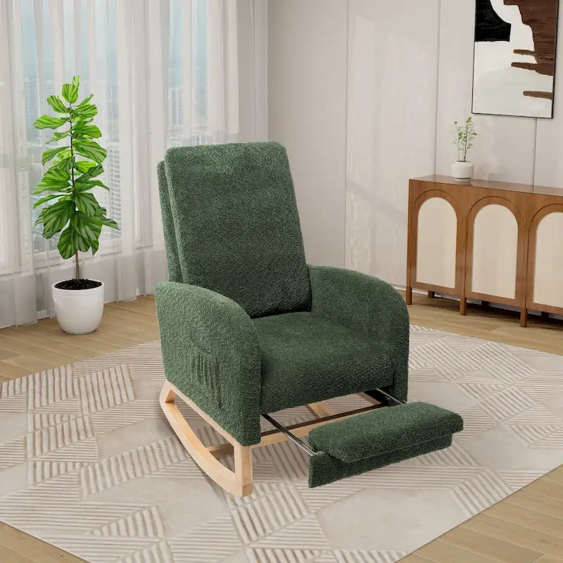 Fauteuil à bascule pivotant dossier haut en bouclette Ivoire / Gris clair / Anthracite / Vert / Caramel / Bleu marine, 1 place
