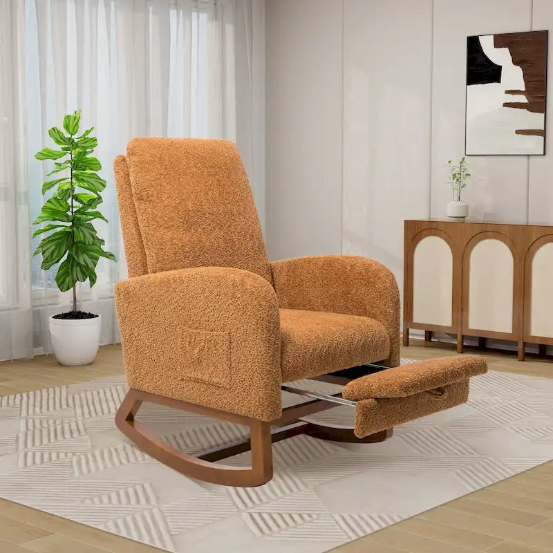 Fauteuil à bascule pivotant dossier haut en bouclette Ivoire / Gris clair / Anthracite / Vert / Caramel / Bleu marine, 1 place
