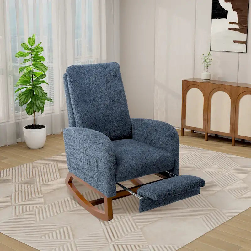 Fauteuil à bascule pivotant dossier haut en bouclette Ivoire / Gris clair / Anthracite / Vert / Caramel / Bleu marine, 1 place