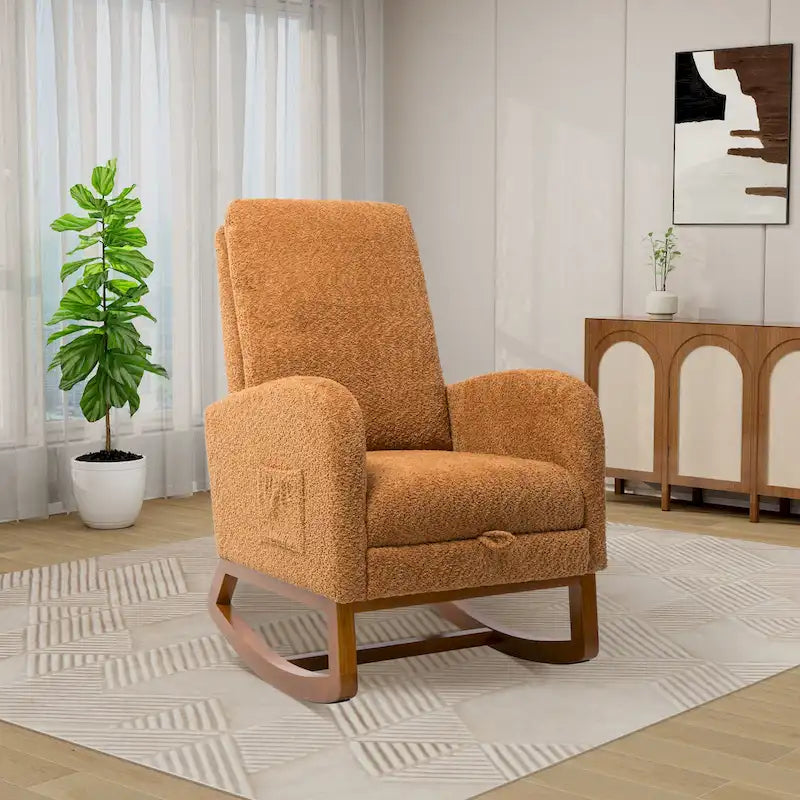 Fauteuil à bascule pivotant dossier haut en bouclette Ivoire / Gris clair / Anthracite / Vert / Caramel / Bleu marine, 1 place