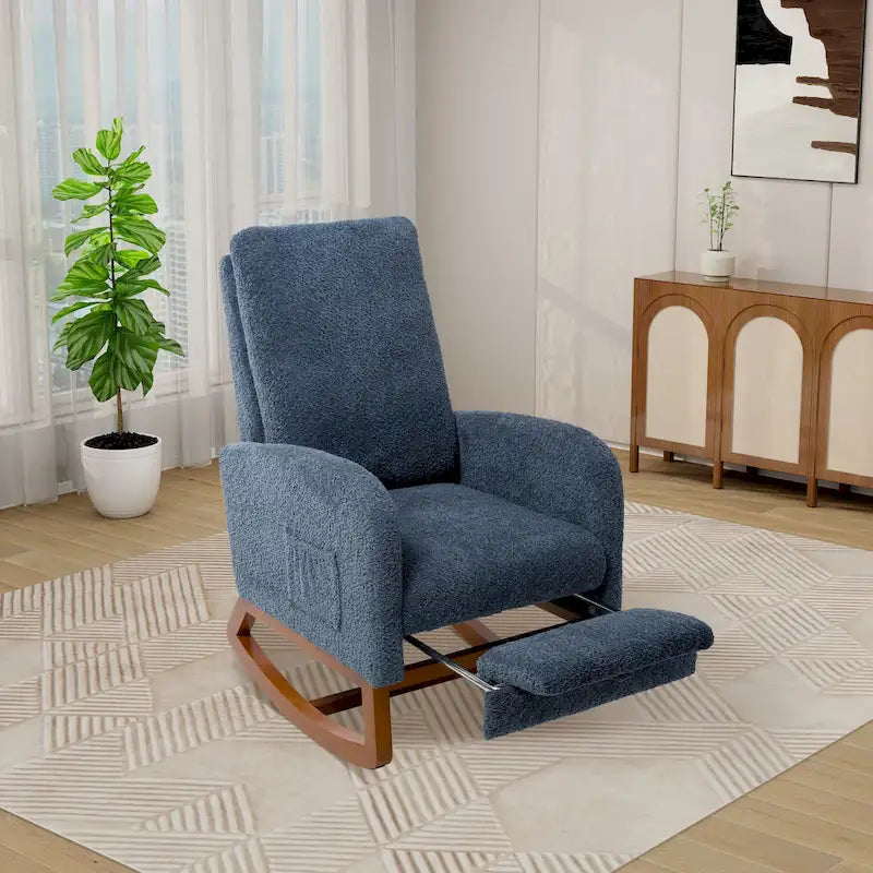 Fauteuil à bascule pivotant dossier haut en bouclette Ivoire / Gris clair / Anthracite / Vert / Caramel / Bleu marine, 1 place