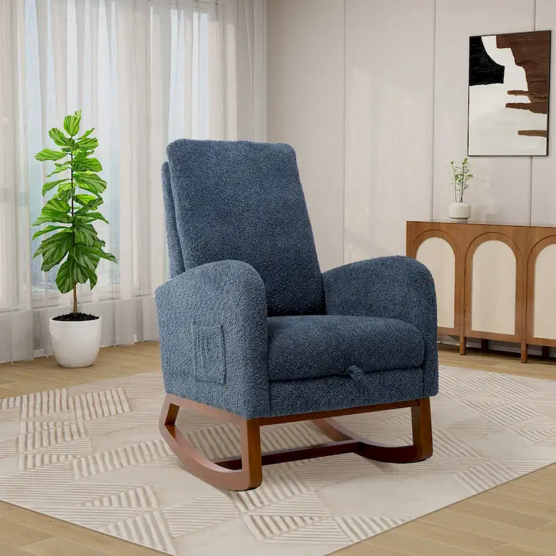 Fauteuil à bascule pivotant dossier haut en bouclette Ivoire / Gris clair / Anthracite / Vert / Caramel / Bleu marine, 1 place