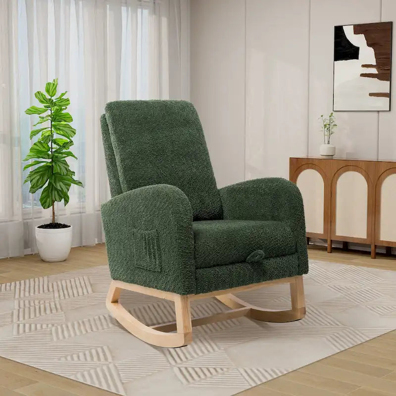 Fauteuil à bascule pivotant dossier haut en bouclette Ivoire / Gris clair / Anthracite / Vert / Caramel / Bleu marine, 1 place