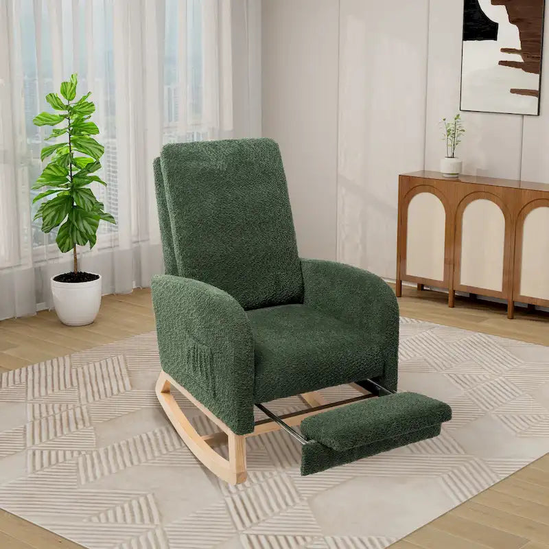 Fauteuil à bascule pivotant dossier haut en bouclette Ivoire / Gris clair / Anthracite / Vert / Caramel / Bleu marine, 1 place