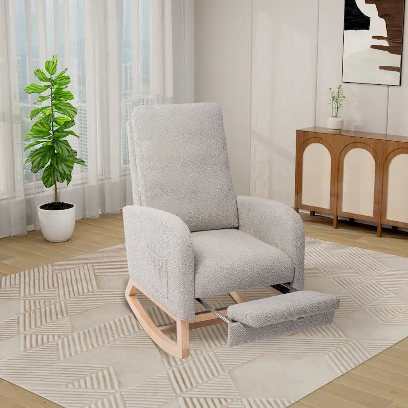 Fauteuil à bascule pivotant dossier haut en bouclette Ivoire / Gris clair / Anthracite / Vert / Caramel / Bleu marine, 1 place