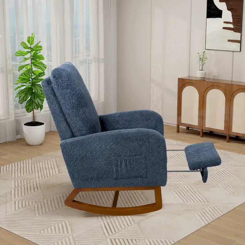 Fauteuil à bascule pivotant dossier haut en bouclette Ivoire / Gris clair / Anthracite / Vert / Caramel / Bleu marine, 1 place