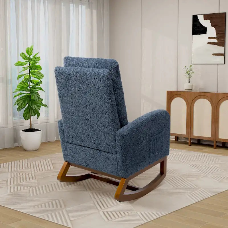 Fauteuil à bascule pivotant dossier haut en bouclette Ivoire / Gris clair / Anthracite / Vert / Caramel / Bleu marine, 1 place
