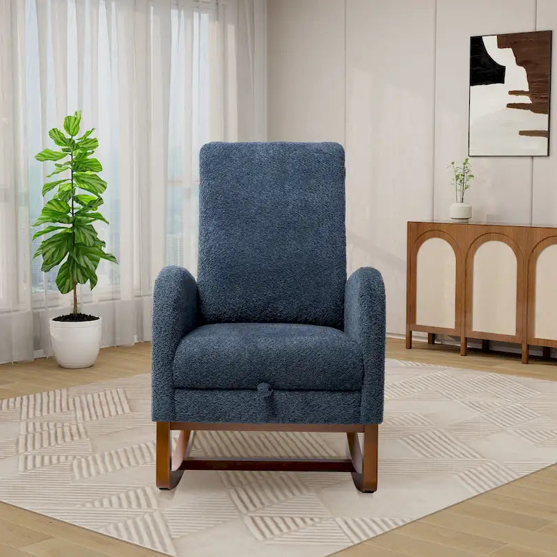 Fauteuil à bascule pivotant dossier haut en bouclette Ivoire / Gris clair / Anthracite / Vert / Caramel / Bleu marine, 1 place