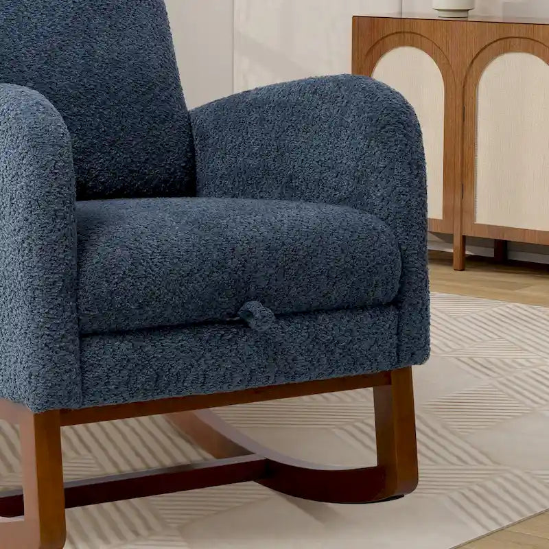 Fauteuil à bascule pivotant dossier haut en bouclette Ivoire / Gris clair / Anthracite / Vert / Caramel / Bleu marine, 1 place