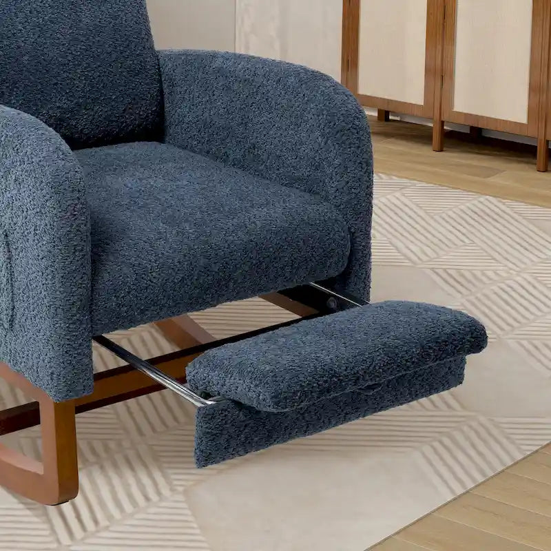 Fauteuil à bascule pivotant dossier haut en bouclette Ivoire / Gris clair / Anthracite / Vert / Caramel / Bleu marine, 1 place