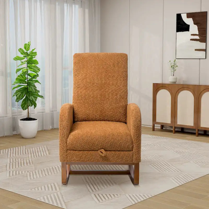 Fauteuil à bascule pivotant dossier haut en bouclette Ivoire / Gris clair / Anthracite / Vert / Caramel / Bleu marine, 1 place