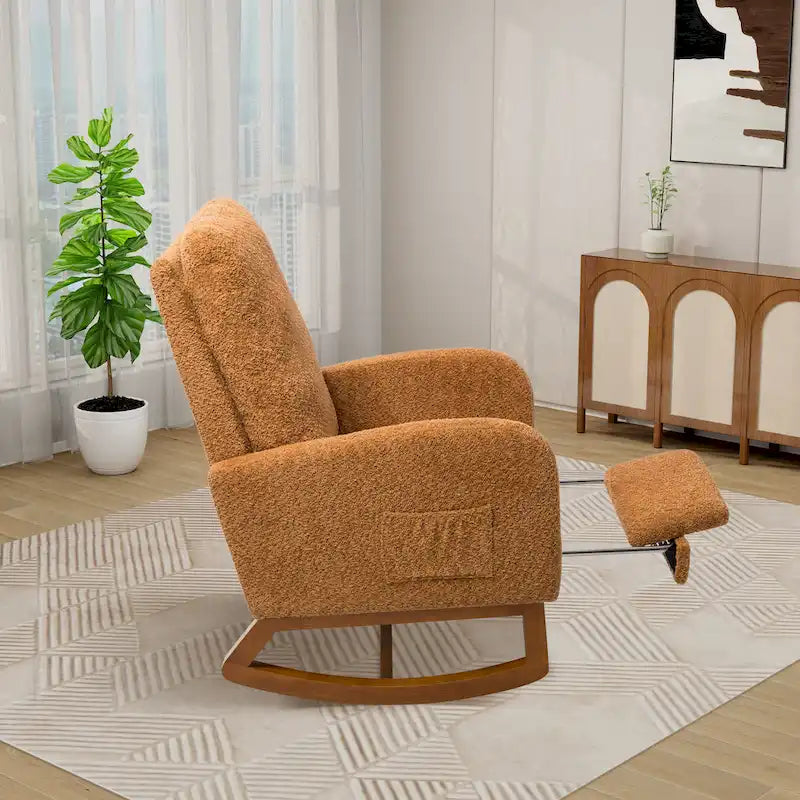 Fauteuil à bascule pivotant dossier haut en bouclette Ivoire / Gris clair / Anthracite / Vert / Caramel / Bleu marine, 1 place