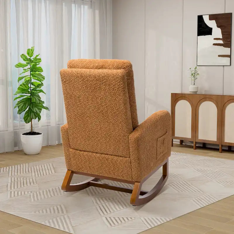 Fauteuil à bascule pivotant dossier haut en bouclette Ivoire / Gris clair / Anthracite / Vert / Caramel / Bleu marine, 1 place
