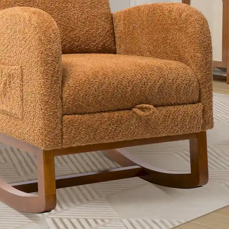 Fauteuil à bascule pivotant dossier haut en bouclette Ivoire / Gris clair / Anthracite / Vert / Caramel / Bleu marine, 1 place