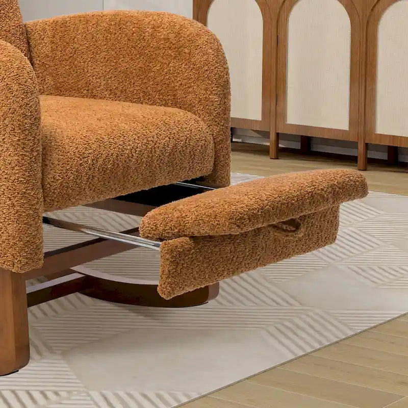 Fauteuil à bascule pivotant dossier haut en bouclette Ivoire / Gris clair / Anthracite / Vert / Caramel / Bleu marine, 1 place