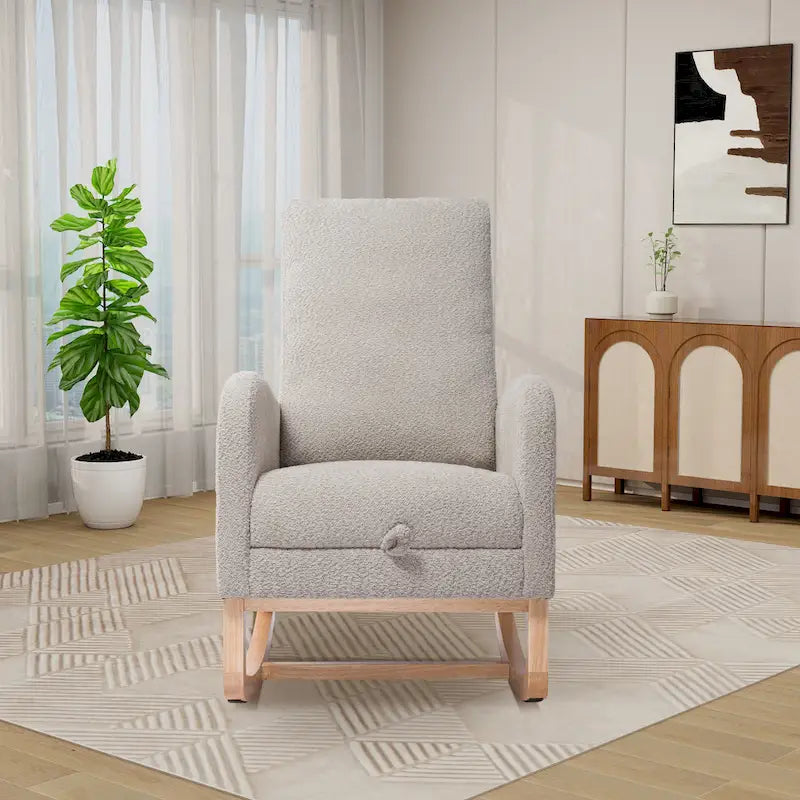 Fauteuil à bascule pivotant dossier haut en bouclette Ivoire / Gris clair / Anthracite / Vert / Caramel / Bleu marine, 1 place