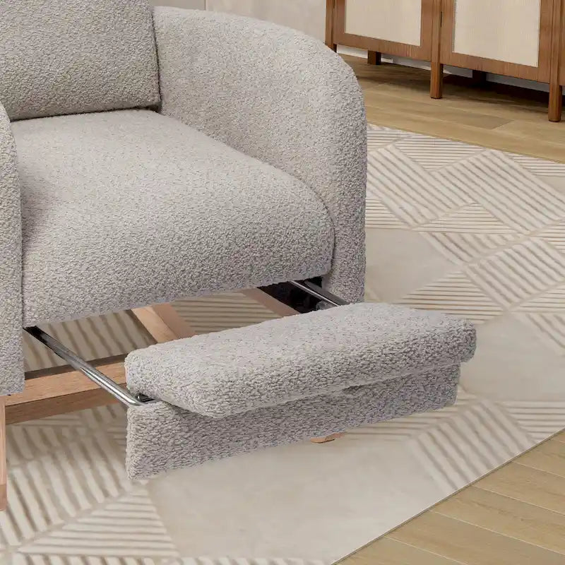 Fauteuil à bascule pivotant dossier haut en bouclette Ivoire / Gris clair / Anthracite / Vert / Caramel / Bleu marine, 1 place