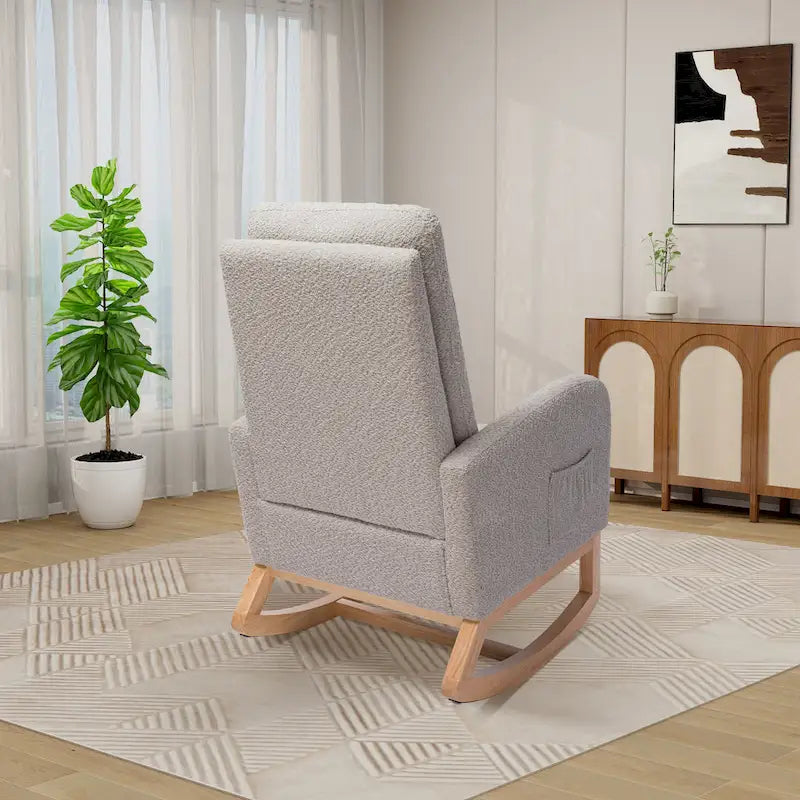 Fauteuil à bascule pivotant dossier haut en bouclette Ivoire / Gris clair / Anthracite / Vert / Caramel / Bleu marine, 1 place