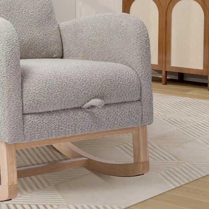 Fauteuil à bascule pivotant dossier haut en bouclette Ivoire / Gris clair / Anthracite / Vert / Caramel / Bleu marine, 1 place