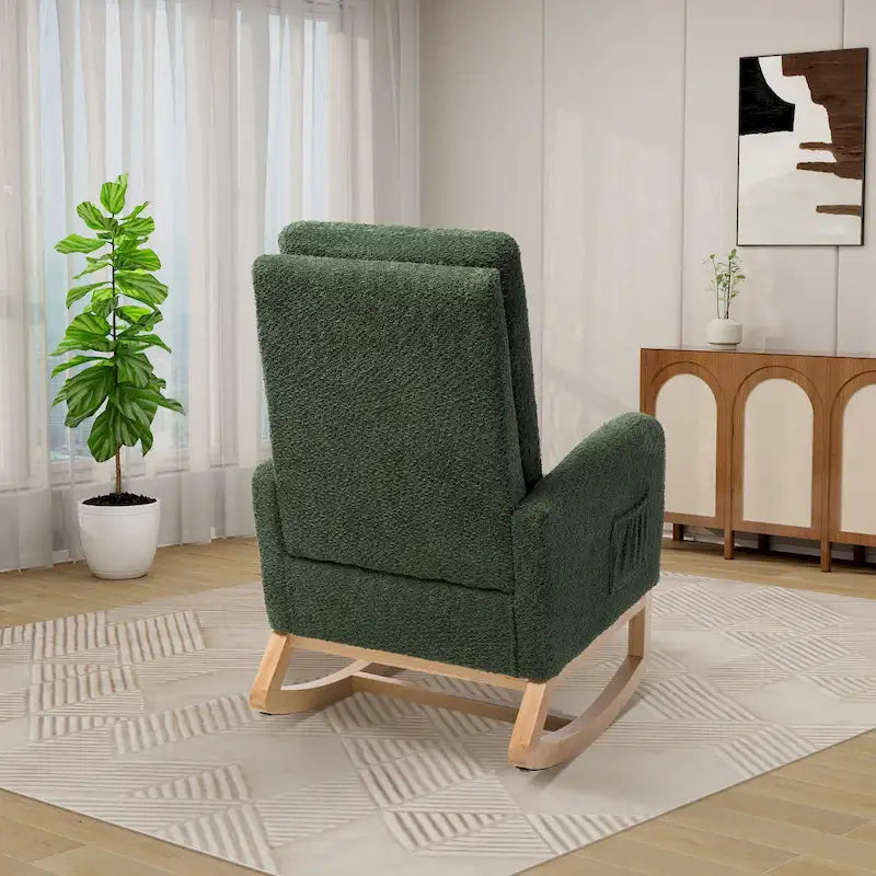 Fauteuil à bascule pivotant dossier haut en bouclette Ivoire / Gris clair / Anthracite / Vert / Caramel / Bleu marine, 1 place