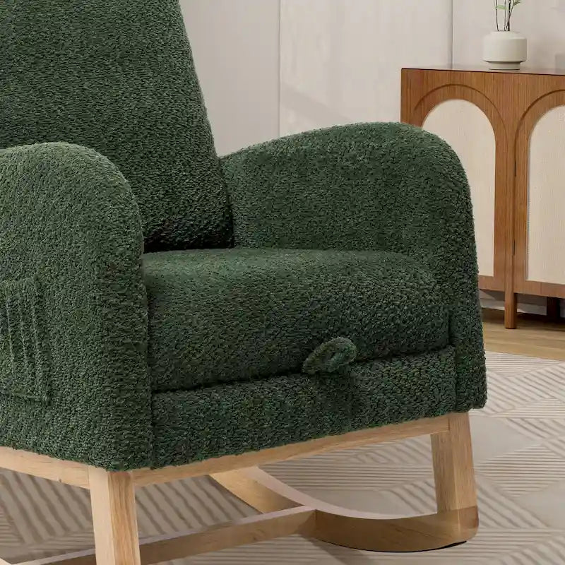 Fauteuil à bascule pivotant dossier haut en bouclette Ivoire / Gris clair / Anthracite / Vert / Caramel / Bleu marine, 1 place