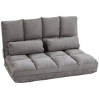 Canapé-lit gris convertible avec dossier réglable, 2 oreillers, individuel