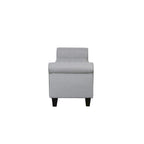 Banc de rangement capitonné en tissu gris / gris foncé / beige avec accoudoirs roulés, une place
