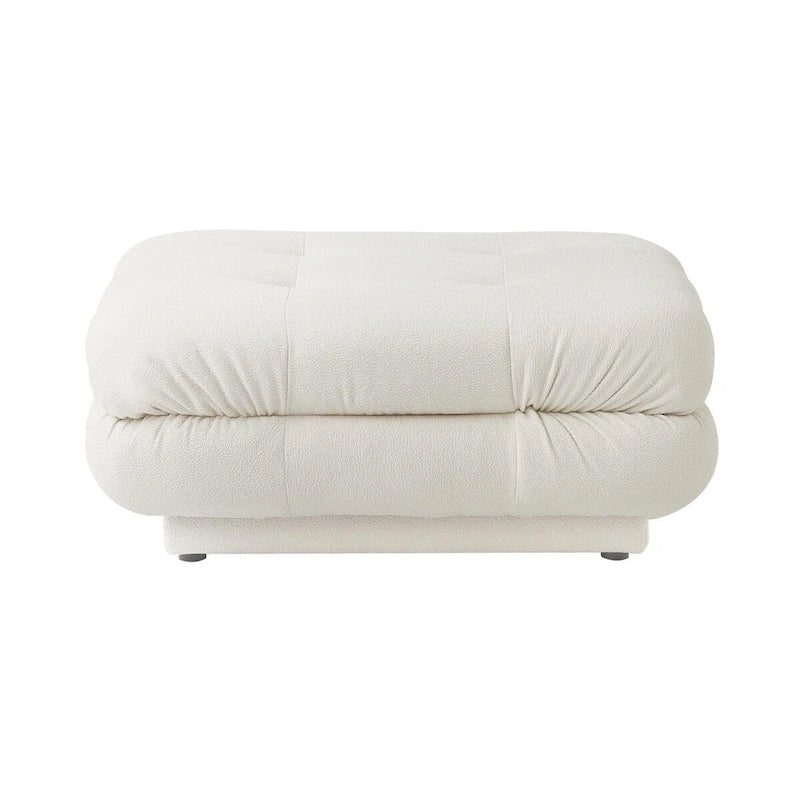 Canapé modulable en forme de U en velours Teddy beige/noir/marron clair, 6 places