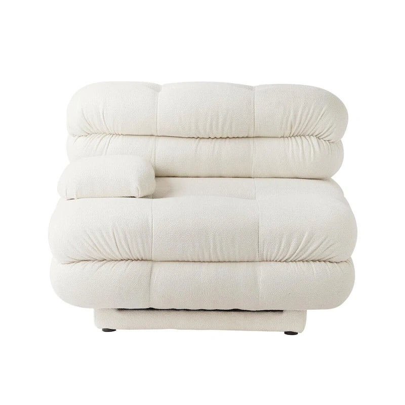 Canapé modulable en forme de U en velours Teddy beige/noir/marron clair, 6 places