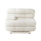 Canapé modulable en forme de U en velours Teddy beige/noir/marron clair, 6 places