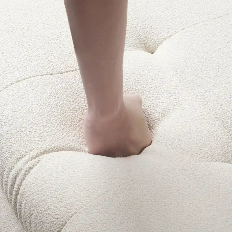 Canapé modulable en forme de U en velours Teddy beige/noir/marron clair, 6 places