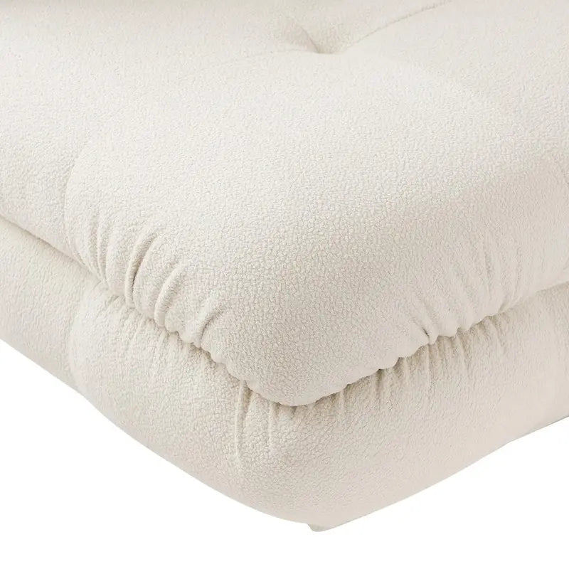 Canapé modulable en forme de U en velours Teddy beige/noir/marron clair, 6 places