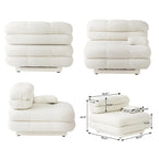 Canapé modulable en forme de U en velours Teddy beige/noir/marron clair, 6 places