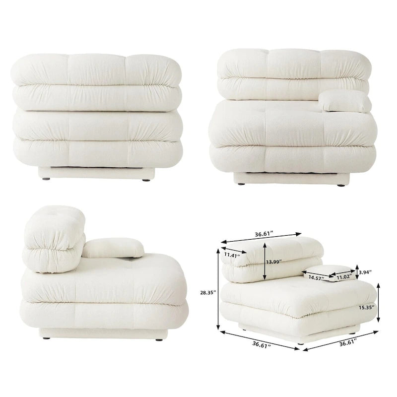 Canapé modulable en forme de U en velours Teddy beige/noir/marron clair, 6 places